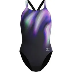 SPEEDO Damen Schwimmanzug FL PLACEMENT PRINTED POWERBACK, Größe 36 in Schwarz Schwarz