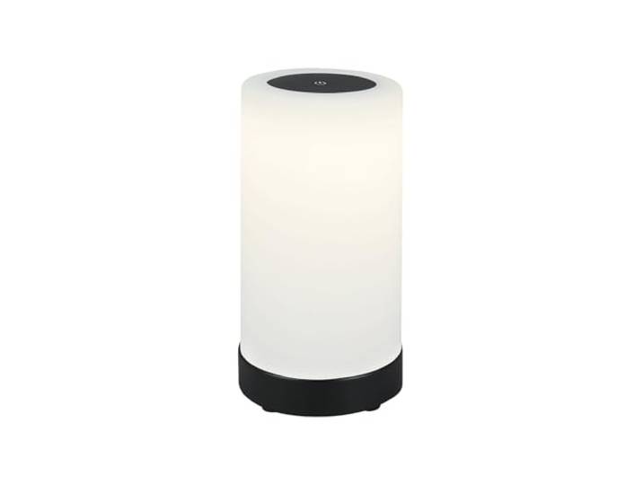 BRILONER - LED Tischlampe kabellos mit Touch, dimmbar in Stufen, Glasschirm, Nachttischlampe, Leselampe, LED lampe, Campinglampe, Tischleuchte, Akku Lampe, Outdoor Lampe, 24,5x12,5 cm, Schwarz
