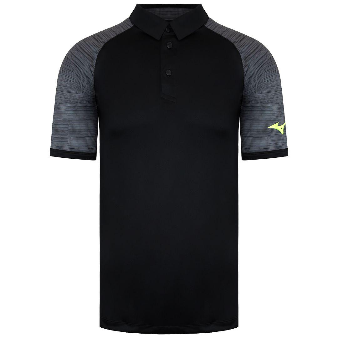 Mizuno gedrucktes Männerschwarz -Polo -Hemd gedruckt