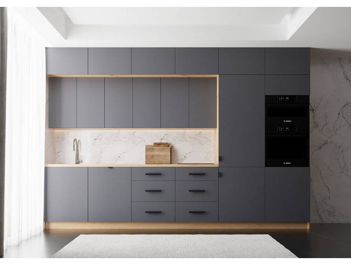 ROYAL24_MARKT Küchenzeile K50-G360 - Nexa - Luxuriöses Design mit innovativen Lösungen, (Komplett Set), Matt - Modern - Holzoptik.