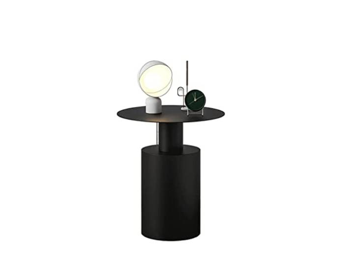 YCCHAH Bett mit Stauraum Nordischer Stil moderner minimalistischer Nachttisch Wohnzimmer Schlafzimmer Runder Tisch kreativer runder Beistelltisch Desktop(Black)