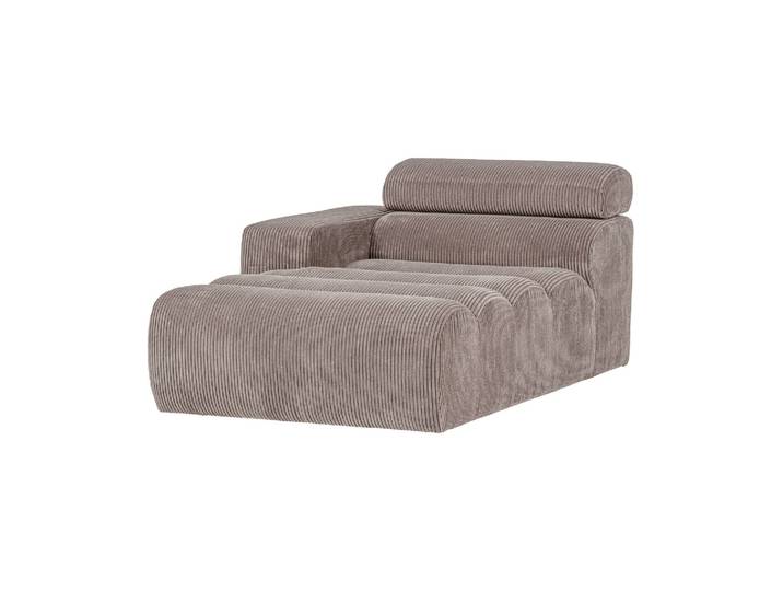 Chaise longue élément bras gauche tissu côtelé Sable Novi