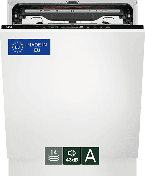 Lavavajillas integrable - AEG FSE76727P, 14 servicios, 7 programas, 60 cm, GlassCare, Tercera Bandeja, Sin panelar