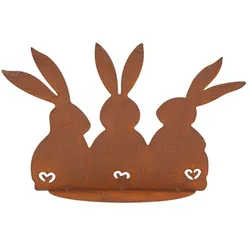 Rost-Hasenfamilie aus Metall, zum Stellen, 15 cm