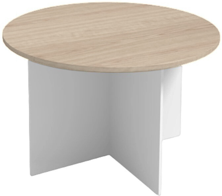 B2B Partner Runder Konferenztisch aus Holz PRIMO WHITE, Durchmesser 120 cm, weiß/iche natur