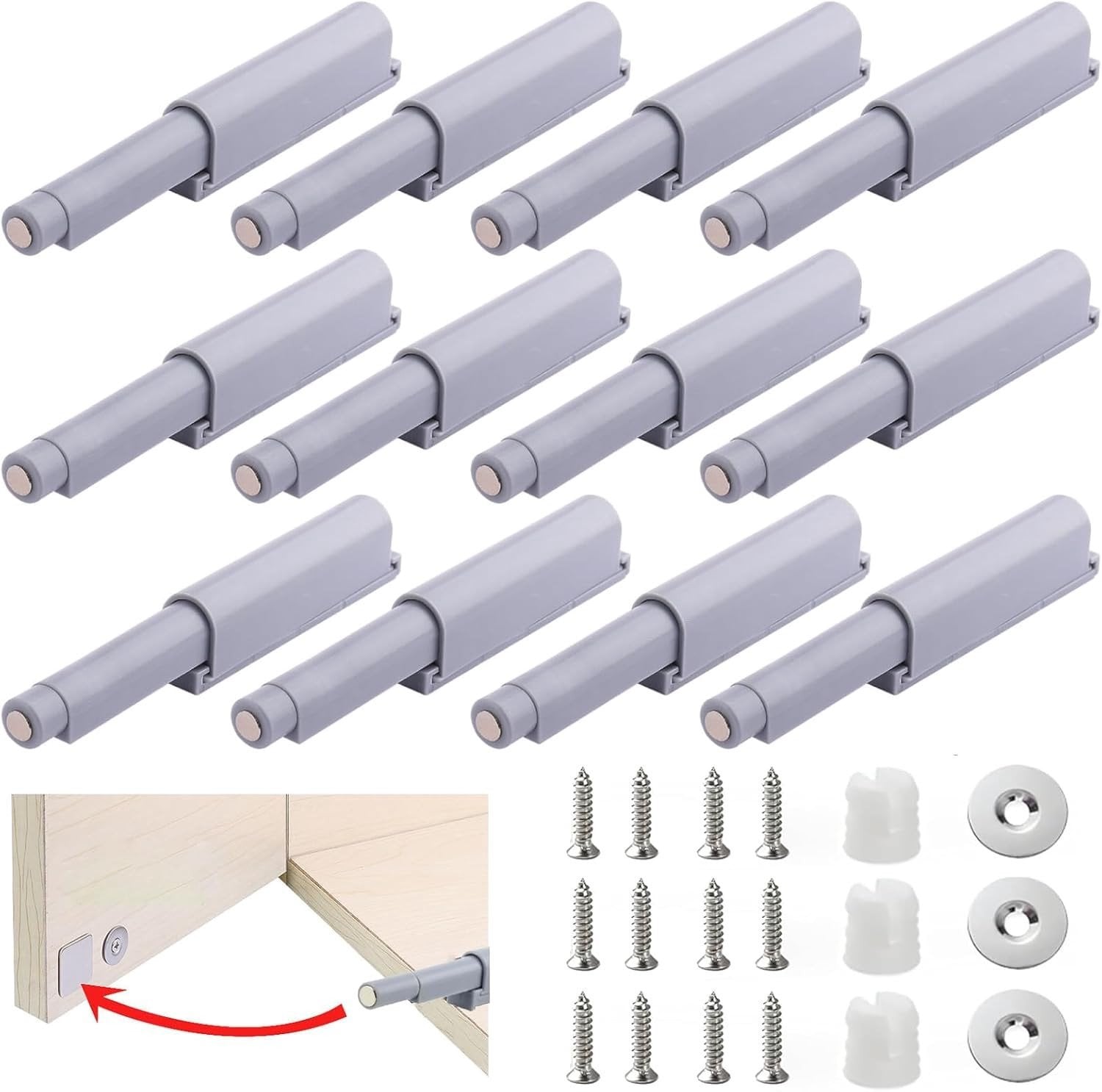 12-delig Push to Open deursysteem met magnetische deuropeners voor meubels en kasten
