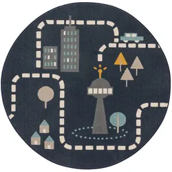 Lytte Kinderteppich Juno Blau ø 120 cm - Teppich für Kinderzimmer