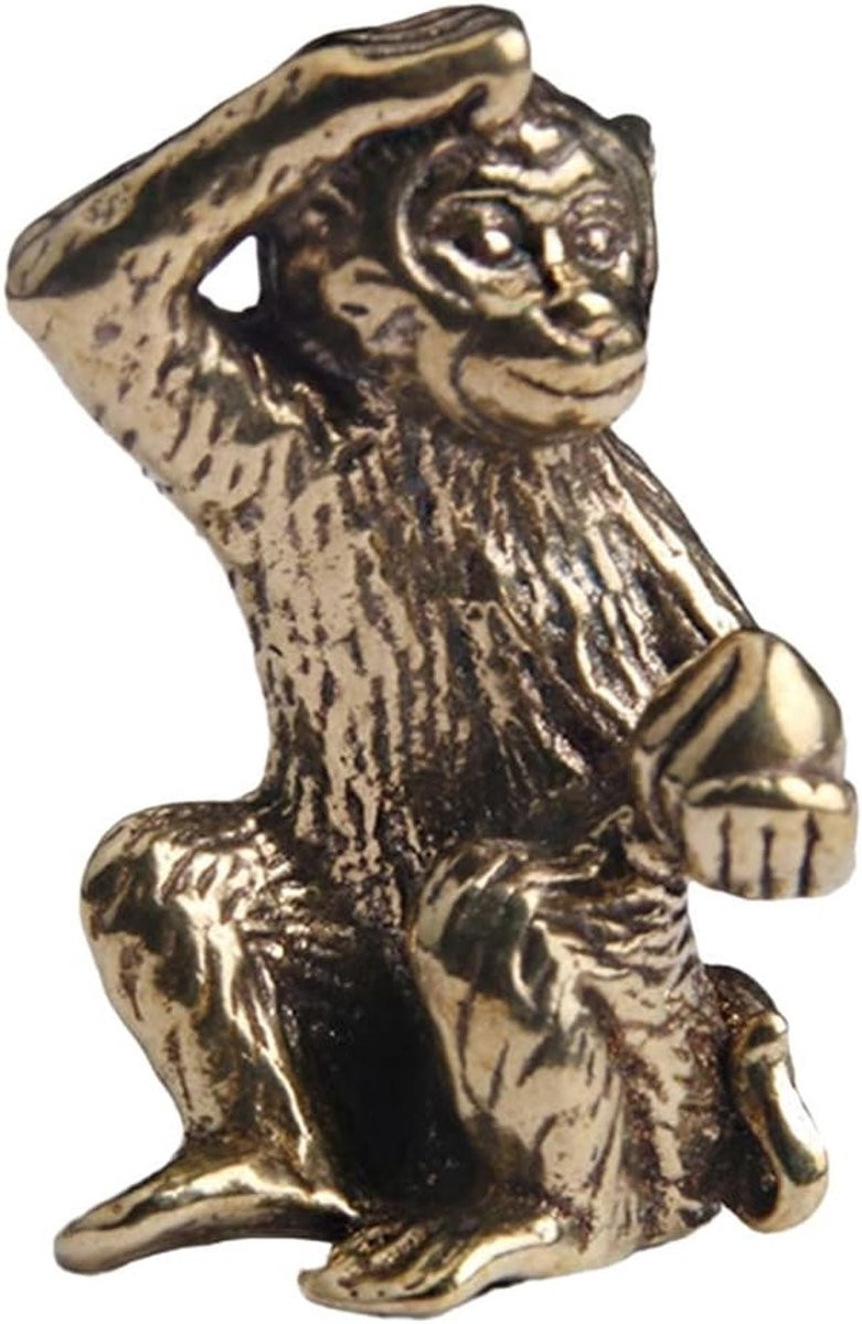 Uniek bronzen mini beeld met Chinees symbool voor op je bureau of tafel