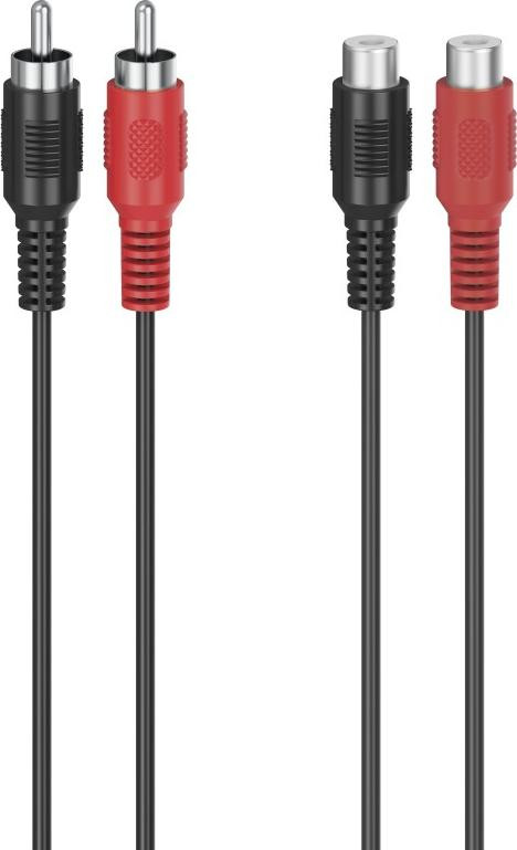 Hama RCA-kabel 5 meter zwart met 2 x RCA vrouwelijk naar 2 x RCA mannelijk