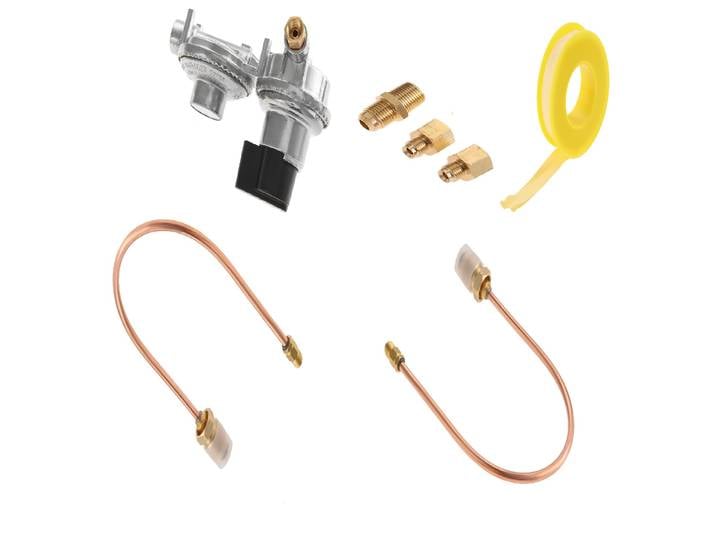 Régulateur de propane à 2 étages avec changement automatique, tubes en cuivre de 15 pouces et connecteur de sortie NPT de 3/8 pouces, kit de connexion double réservoir