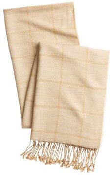Women's Long Scarf by Accessories For All in Soft Camel Windowpane