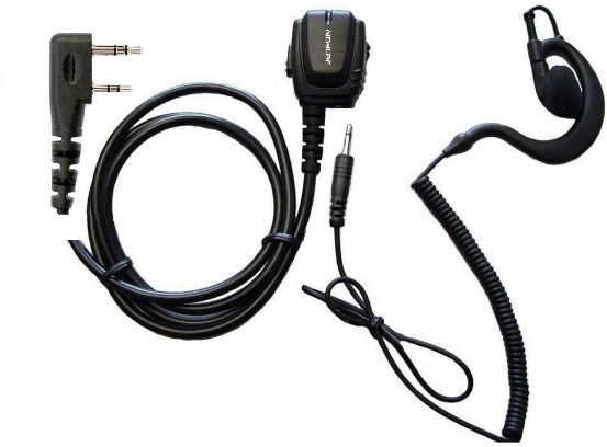 Jetfon Micro-oreillette ergonomique Kenwood 2 pins avec crochet Kit mains-libres pour talkies-walkies