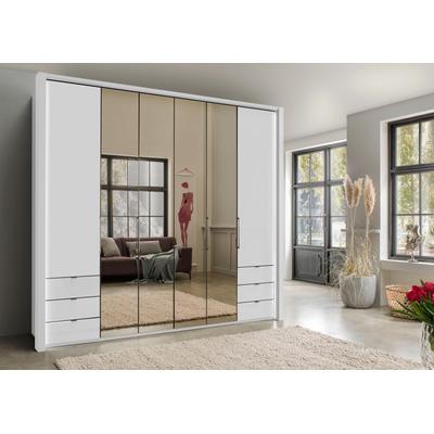 Kleiderschrank WIEMANN "Kansas", weiß (weiß, spiegel), B:250cm, Schränke, Kleiderschrank Drehtürenschrank, mit Spiegel