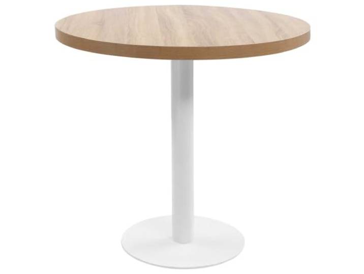 Todiikf Bistrotisch Rund 80 cm Esstisch MDF Stahl Hellbraun Weiß Kompakter 2-Personen Kaffeetisch für Küche und Gastronomie, mit pflegeleichter Tischplatte und stabilem Standfuß.