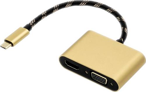 Roline USB-C / HDMI Adapterkabel USB-C Stecker, HDMI-A Buchse 0.10m Schwarz/Gold 12.03.3165 USB-C-Displaykabel