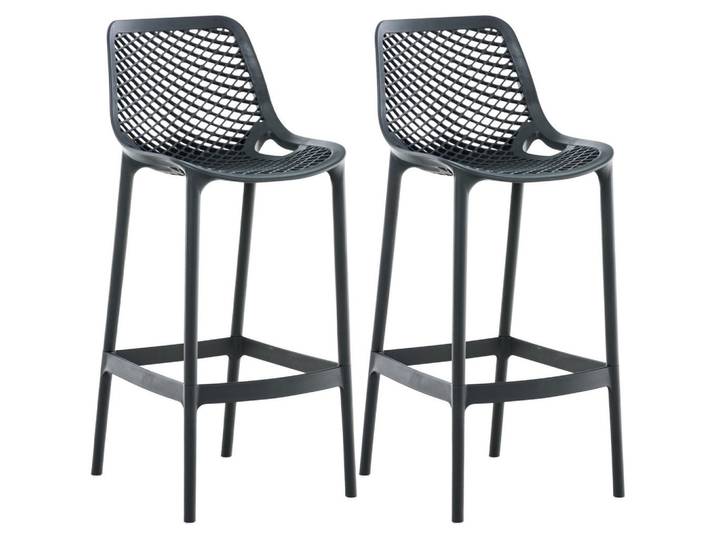 CLP Barhocker 2er Set Kunststoff Dunkelgrau, 45x105x53 cm, Esszimmer, Barmöbel, Barhocker