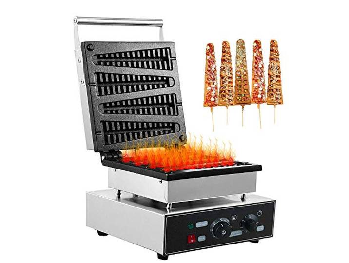 YUEWO Waffeleisen Elektrische Waffeleisen, Antihaftbeschichtet, 1750 W, Silber / Schwarz, Modern, Edelstahl