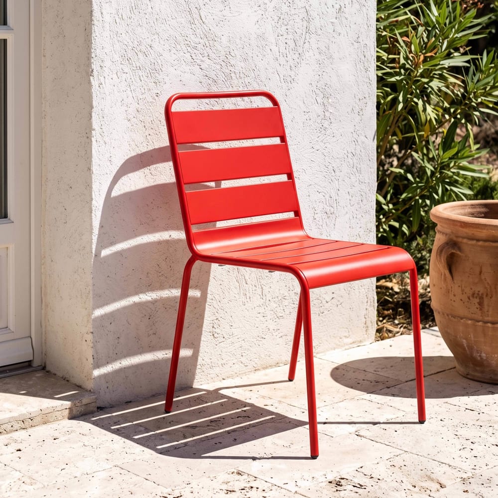 Oviala Chaise de jardin en métal rouge Rouge 53x83x42cm