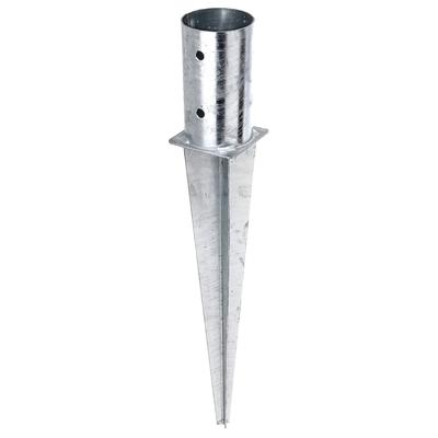 Einschlag-Bodenhülse ALBERTS, silber (silberfarben), B:8,1cm, Stahl, Bodenanker, für Rundholzpfosten, Ø81 mm, Gesamtlänge 600 mm