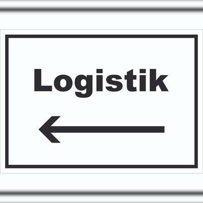 HB-Druck Logistik Schild mit Text und Richtungspfeil links Transport Versand waagerecht A1 (594x841mm)
