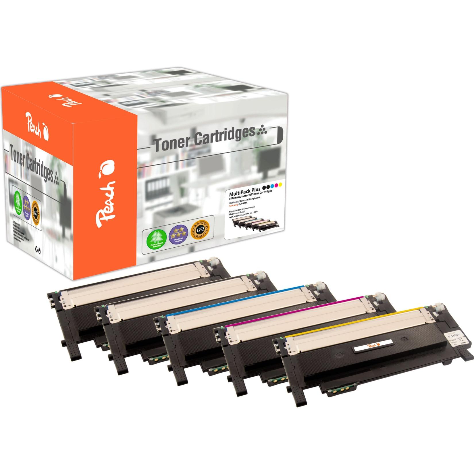 Peach S404 5 Toner (2*bk, c/m/y) ersetzt Samsung CLT-P404C, SU365A für z.B. Samsung Xpress C 430, Samsung Xpress C 430 W, Samsung Xpress C 480 (wiederaufbereitet)