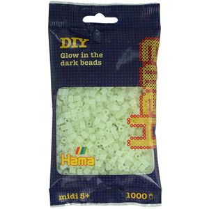 Hama-Perlen Bügelperlen 207-55, Glow in the dark, Ø 5 mm, leuchtgrün, 1.000 Stück