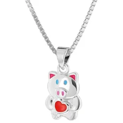 trendor 41694 Kinder-Halskette Silber 925 Collier mit Glücksschwein, 40 cm