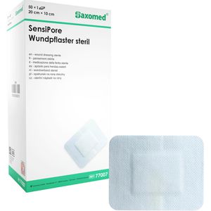 Saxomed Pflaster SensiPore, 50 Strips, sensitiv, steril, elastisch, atmungsaktiv, 20 x 10cm