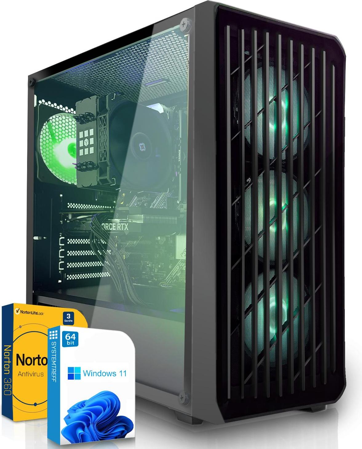 SYSTEMTREFF Gamer Computer - Ryzen 5 7500F - AMD Radeon RX 9060 XT 16GB - 16GB DDR5 - 1TB NVMe - Windows 11 Pro - Desktop PC