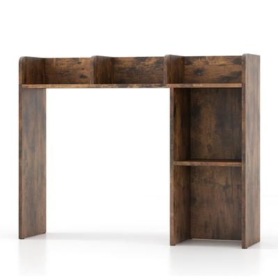 COSTWAY Tischregal, 4 Ablagen & offenes Fach, Organizer 94x25x74 cm (Rustikales Braun)