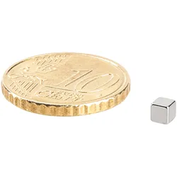 100 Würfelmagnete, Neodym, 3 x 3 x 3 mm, N45, vernickelt, Haftkraft 290 g, silber