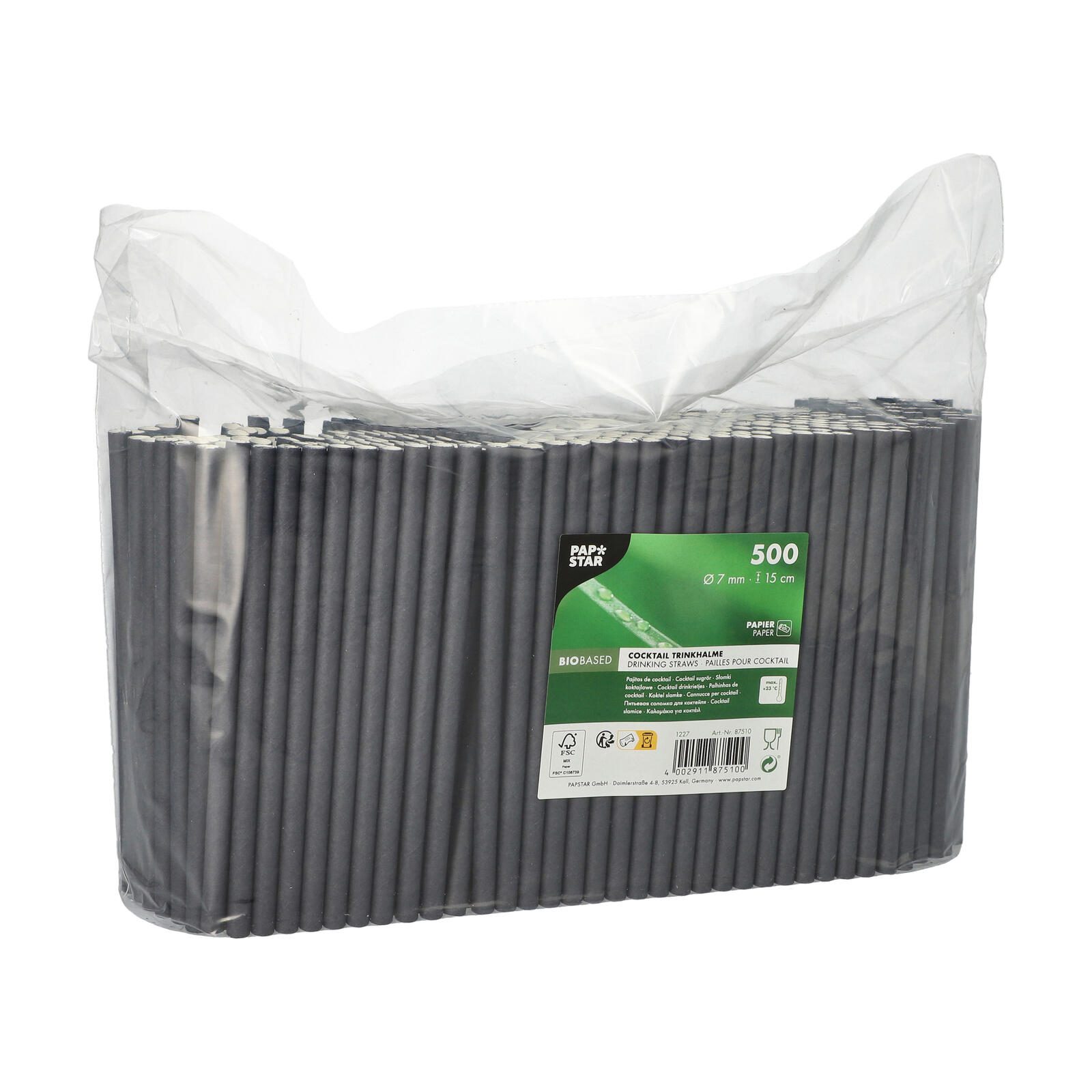 PAPSTAR Cocktail-Strohhalme pure schwarz 87510