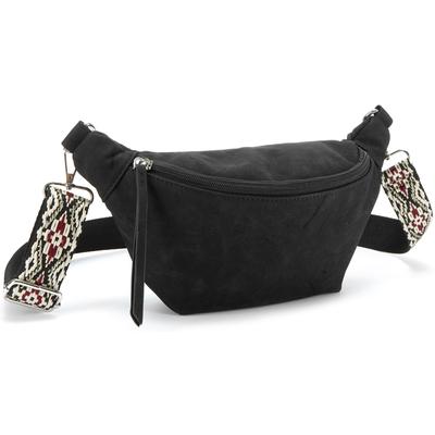 Bauchtasche VIVANCE "Umhängetasche, Hüfttasche, Crossbody Bag, Gürteltasche", Damen, Gr. B/H/T: 26cm x 12cm x 7cm, schwarz, Lederimitat, bestickt, unifarben, Taschen, Handtasche Damen zum Umhängen mit austauschbarem Schulterriemen VEGAN