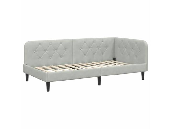 PUGYNBK Eckbettrahmen in Hellgrau, 90 x 190 cm, Samt Wendbare Armlehne, Schlafsofa, 2-in-1, platzsparend, moderner Stil