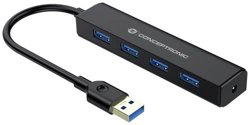 Conceptronic C4PUSB3 USB-Hub 4 Port USB-A USB 3.1 Gen1 5 GBit/s Schwarz C4PUSB3