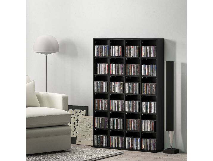 HOMCOM Meuble de rangement multimédia et rangement pour CD et DVD avec 24 compartiments, capacité max. 456 CD / 336 DVD, bibliothèque de rangement