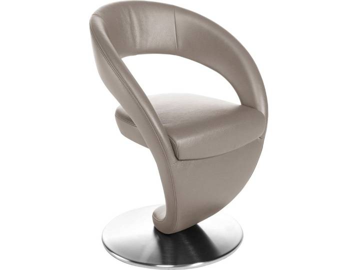 K+W Komfort & Wohnen Esszimmerstuhl Wave, Drehstuhl, Polsterstuhl, Design-Drehstuhl, Drehteller in Edelstahloptik
