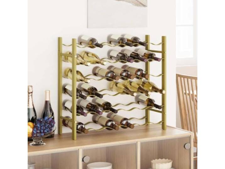 smnyxs Flaschenregal für 36 Flaschen, goldfarben, Metall, 6 Ebenen Modernes Design, glatte Oberfläche, inklusive Wandbefestigung, ideal für Küche, Speisekammer, Bar