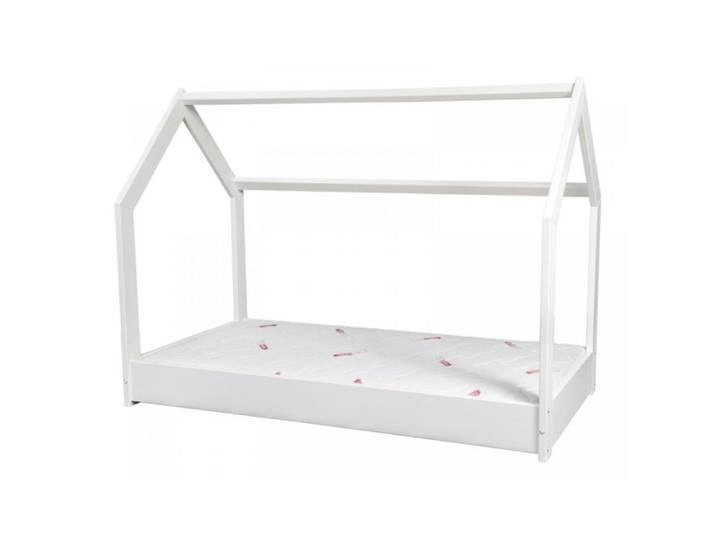 Ensemble matelas STANDARD+Lit maison cabane 160x80cm blanc