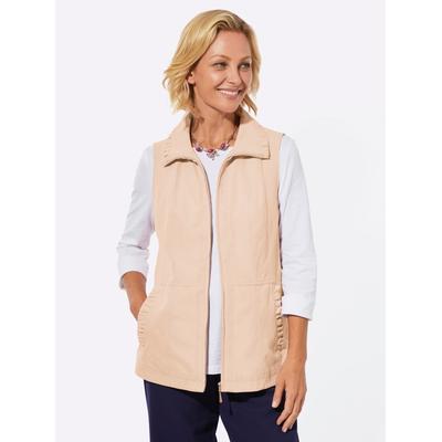 Kurzweste, Damen, Gr. 46, beige (sand), 89% Polyester, 11% Polyamid, unifarben, Westen