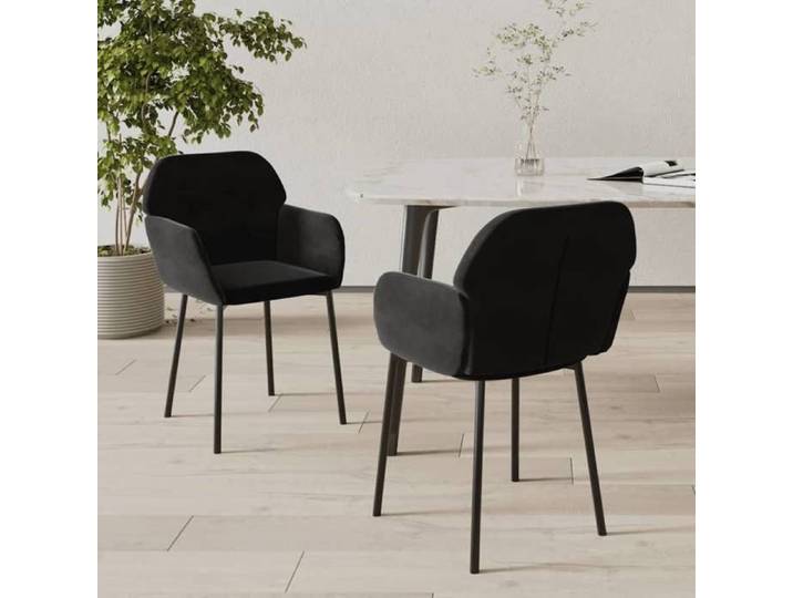 Noir Chaises à manger lot de 2 Noir Velours - Chaise de repas H17149