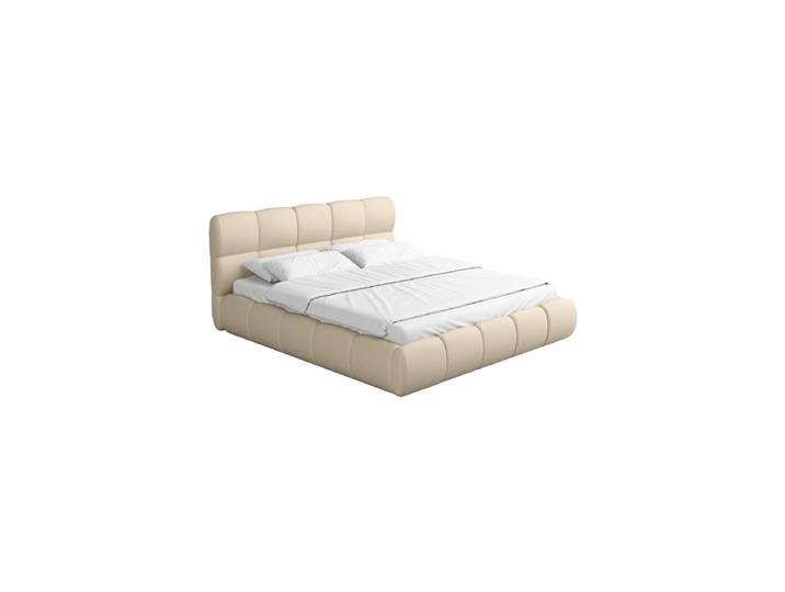 Design Polsterbett „Isola“ mit Ablagefach, Kunstleder Beige BLOOMINGLOFT Collection