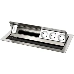 Kindermann CablePort Standard2 6-fach - 3x Strom - Tischeinbau - Edelstahl gebür...
