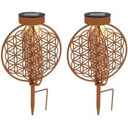 2x LED Außenleuchte Steckleuchte Gartenleuchte Dämmerungssensor Braun H 30 cm
