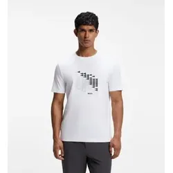BOSS für Herren. 50566853 Weißes T-Shirt ?TS Network Flag? (M), Lässig, Baumwolle, Kurzarm