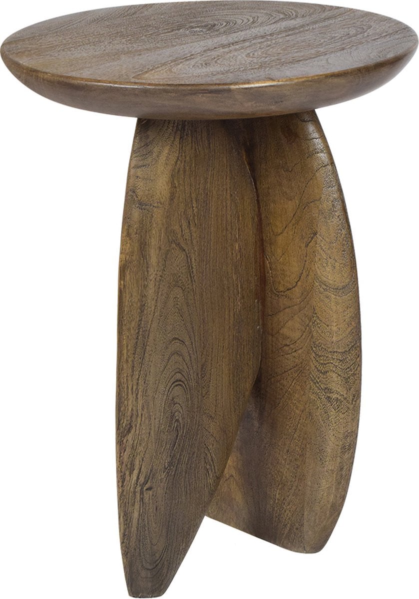 Ronde houten bijzettafel in Oil Antique stijl voor de woonkamer