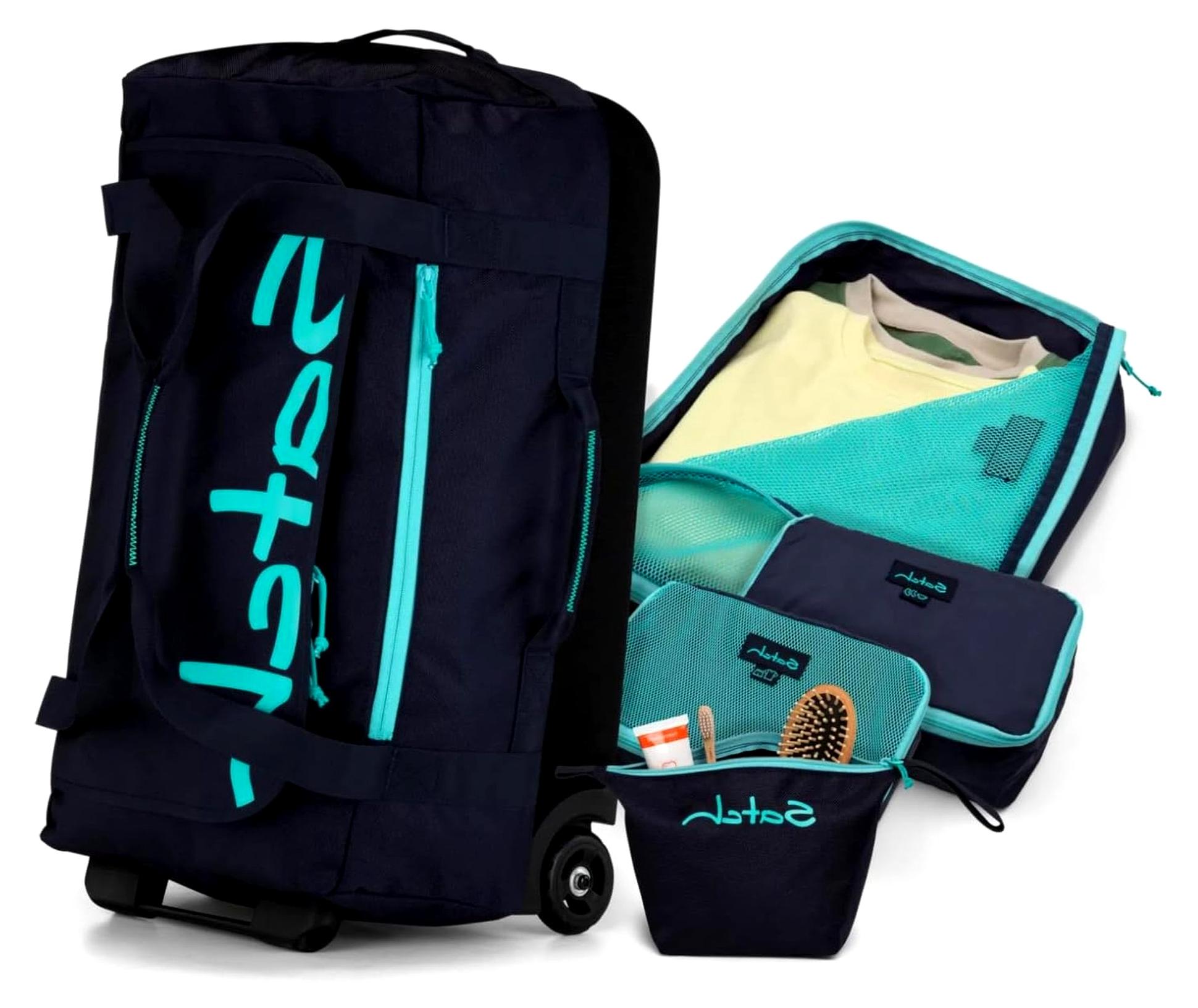 Quest Reisetasche Set, robust und komfortabel, mit Tragegriffen und Rollen in Jet Mint - Dunkelblau