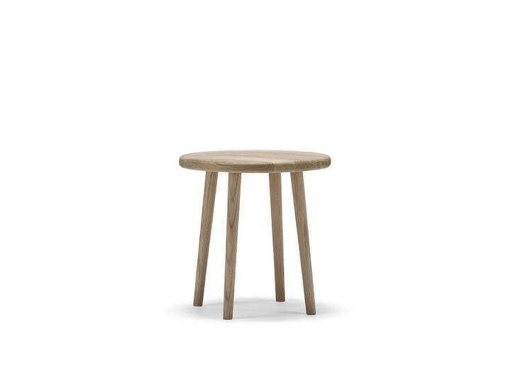 Stolab Miss Button runder Hocker Eiche weiß geölt, niedrig, Ø44x45 cm