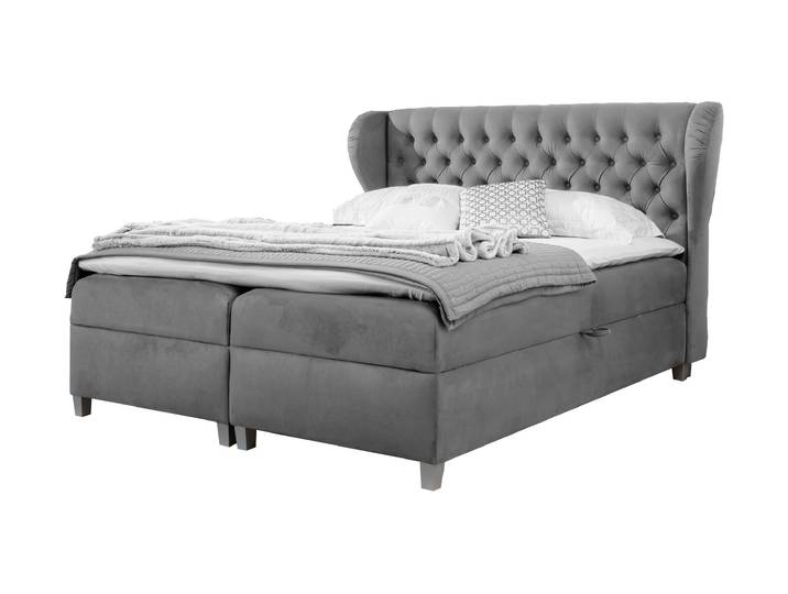 Boxbett 180 x 200 cm grau Bettkasten - JOKER
