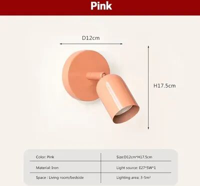 Friendly Fresh Finds Nordic LED Wall Lamp Modern Minimalist Bedside Wall Sconce Macaron Light lwl153 Pink warm White